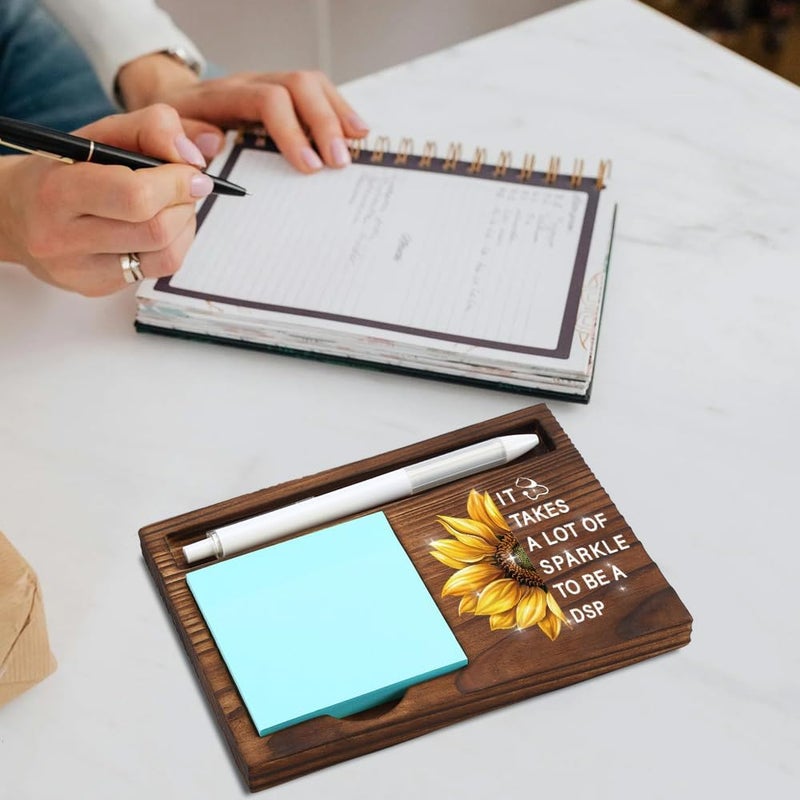 VYNWPDFLI DSP Appreciation Gift, Sunflower Plaque for Direct Support Professionals, Motivational Office Decor for DSPs, Natural Wood Recognition Gift, Wooden Sticky Note Holder,LQQ114 - Image 3